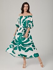 abordables Robes décontractées-robe ample à col bateau et imprimé color-block