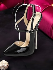economico Festa Notturna-décolleté stiletto con cinturino alla caviglia in vernice rosa – tacchi alti alla moda per feste e discoteche da donna