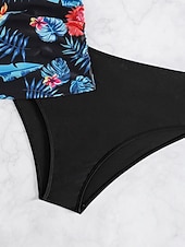 abordables Tankinis-Maillots de bain femmes Bikini 2 pièces Maillot de bain échancré Sans dos Slim Vêtements de plage Vacances Floraux Col halter Sans manches