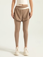 tanie Legginsy i legginsy do jogi-Damskie Spodnie do jogi Legginsy do jogi 2 w 1 Wyszczuplenie brzucha Podnoszenie pośladków Wysoka talia Joga Trening w siłowni Pilates Rajstopy Doły Granatowy Jasnobrązowy Czarny Spandeks Jesień Sport