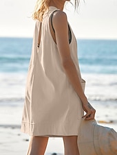 abordables grenouillère-Rompere femme active unie sans manches col rond poche vacances quotidienne coupe régulière noir rose vert armée été