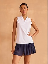 cheap Polos &amp; Quarterzips-Women&#039;s Golf Polo Shirt Baby blue Lake blue Black Sleeveless Top Ladies Golf Attire Clothes Outfits Wear Apparel