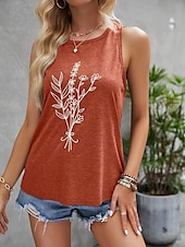 ieftine Tricou fără mâneci cu umor și citate-Pentru femei Camisole Tank Top Grafic Scrisă Stilat Casual Fără manșon Stil Nautic Topuri obișnuite Zilnic Imprimeu Alb Roz Îmbujorat Portocaliu Trifoi Vară