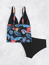 abordables Tankinis-Maillots de bain femmes Bikini 2 pièces Maillot de bain échancré Sans dos Slim Vêtements de plage Vacances Floraux Col halter Sans manches