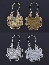 billige Øredobber for kvinner-bohemiske mandala-smykker – vintage-gullbelagte hulblomster-øreringer for kvinner, etniske statement-smykker for festivaler, fester og hverdagsbruk