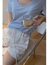 お買い得  コットンリネンショートパンツ-女性用 コットンリネンショートパンツ ショーツ スラックス ストリートファッション カジュアル ショート ナチュラルウエスト 平織り ポケット 弾性巾着デザイン 通気性 ソフト 快適 マイクロエラスティック カジュアル デイリーウェア ホワイト 夏 レギュラー
