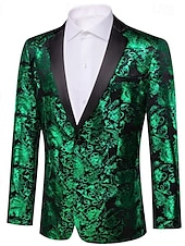 cheap Men&#039;s Classic Blazers-Men&#039;s Blazer Business Cocktail Party Wedding Party Party Spring &amp;  Fall Polyester Bronzing Buttons Pocket Comfortable Single Breasted Blazer Red Blue Purple Gold