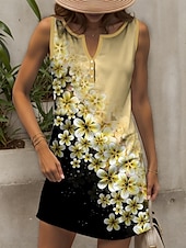 economico Abiti floreali-Abito Mini da Donna Abito Informale Abito Petite Abito Sundress Abito Estivo Elegante Vacanza Casual Quotidiana Festiva Regolare Fit Ombre Floreale Senza Maniche V Collo Viola Estate Primavera