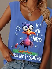 ieftine Tricou fără mâneci cu umor și citate-Pentru femei Camisole Tank Top Grafic Scrisă graffiti Zilnic Casual Fără manșon Stil Nautic Scoateți gâtul Topuri obișnuite Zilnic Imprimeu Negru Alb Roz Îmbujorat Albastru piscină Mov Vară Bird