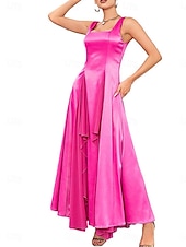 abordables Robes de cocktail-Trapèze Robes de Quinceanera Elégant Robe Mariage robe demoiselle d honneur Mi-long Sans Manches Col Carré Polyester Décolleté dans le dos avec Plissé Volants 2025