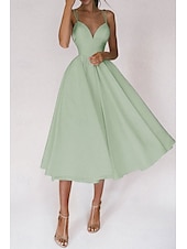 abordables Robes de Diplôme-Femmes Robe Midi Robe Blanche Robe de remise des diplômes Robe Nuisette Mode Anniversaire Remise des Diplômes Sortir Coupe régulière Uni Sans manches Bretelles spaghetti Noir Blanche Rouge Vert Été