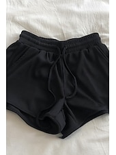 cheap Athletic Shorts-Women&#039;s Shorts Slacks Casual Short Natural Plain Pocket Elastic Drawstring Design Breathability Soft Micro-elastic Street Casual Grey Black White Dark Navy Summer Regular Fit