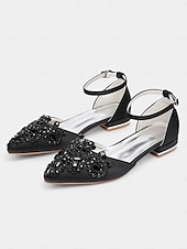 abordables Officiel-ballerines à bout pointu ornées de pierres précieuses vertes – chaussures de mariage et de soirée pour femmes de style vintage
