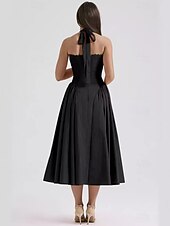 cheap Dresses-Retro Vintage Medieval Renaissance Midi Dress Flare Dress Ren Faire Halter Regency Inspired Floral Women&#039;s Masquerade Wedding Vacation Casual Daily Adults&#039; Dress Summer