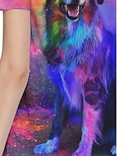 abordables T-shirt Animaux-Femmes T-shirt Hauts d&#039;été Chien Dégradé de couleur Classique Occasionnel Manche Courte Col ras du cou Hauts courts Quotidien Week-end Imprimé Arc-en-ciel Été Printemps Automne