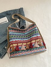 tanie Plecaki Fashion-damska torba na ramię z frędzlami w stylu boho, etnicznym i haftowanym - wiele sposobów noszenia, można jej używać jako plecaka, nadaje się na codzienne podróże, festiwale i do noszenia na co dzień