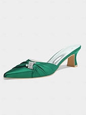 economico tacchi kitten-mules da donna con tacco a gattino impreziosite da fiocco in raso dorato – eleganti scarpe slip-on a punta per la sera e l&#039;appuntamento serale