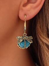 billige Øredobber for kvinner-intage dragonfly dangle øredobber for kvinner – gullbelagte boho drop-øreringer med blå glassperler, naturinspirerte smykker for uformelle, fest- og gaveanledninger
