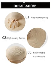 billiga Kvinnors hattar-elegant solhatt med bred brätte för kvinnor – sommarhatt i stråhatt med svart rosett, UV-skydd, hopfällbar floppy hatt för semester, trädgårdsfester och utomhusresor