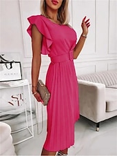 preiswerte Einfaches Kleid-Damen Mini Kleid A-Linien Kleid Blazer Kleid Arbeitskleid Cocktail Arbeit Reguläre Passform Grafik Ärmellos Rundhalsausschnitt Hellrosa Pink Rot Grün Sommer