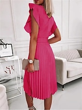 preiswerte Einfaches Kleid-Damen Mini Kleid A-Linien Kleid Blazer Kleid Arbeitskleid Cocktail Arbeit Reguläre Passform Grafik Ärmellos Rundhalsausschnitt Hellrosa Pink Rot Grün Sommer