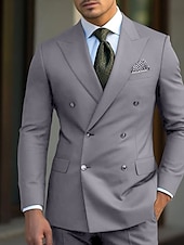 cheap Formal Suits-Men&#039;s Wedding Suits Homecoming Suits Black White Business WorkWear Solid Colored Slim Fit 2 Piece Double Breasted Six-buttons