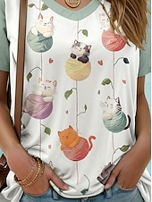 お買い得  動物のTシャツ-女性用 Tシャツ フラワー グラフィック 動物 スタイリッシュ カジュアル 半袖 ラウンドネック レギュラートップス 日常 週末 プリント セージグリーン 夏 春