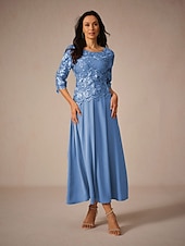 levne Dámské černé šaty-Dámské Maxi šaty Áčkové šaty Elegantní Formální Formální Svatební host Běžný Bez vzoru 3/4 délka rukávu Tričkový Vodní modrá Léto Jaro Podzim