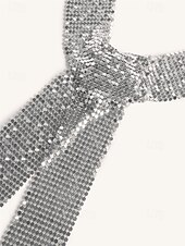 billiga Halsdukar för kvinnor-chokerhalsduk i silver strass för kvinnor – gnistrande statement-halsband för fester, nattklubbar och festivalkläder