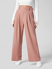 cheap Wide Leg &amp; High Waisted-Women&#039;s EU / US Size Pants Trousers Casual / Sporty Full Length Natural Comfortable Micro-elastic Wine Amethyst Depression Green Almond Spring, Fall, Winter, Summer