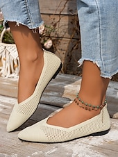 ieftine Pantofi Joși de Damă-pantofi cu vârf ascuțit flyknit pentru damă - pantofi ușori cu slip-on, pentru vară și pentru purtarea zilnică
