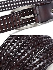 economico Cinture da uomo-cintura intrecciata in vera pelle da uomo - design intrecciato vintage con fibbia in metallo, cintura elegante regolabile per abbigliamento casual, business e formale