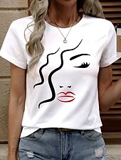 levne tričko umění a designu-Dámské tričko grafika ležérní krátké rukávy kulatý výstřih regular tops každodenní potisk bílé léto