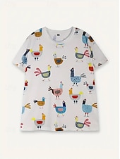 abordables T-shirt Animaux-Femmes T-shirt Hauts d&#039;été Graphique Coq Classique Occasionnel Manche Courte Col ras du cou Hauts courts Quotidien Week-end Imprimé Arc-en-ciel Été Printemps Automne