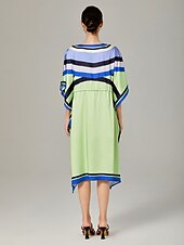 abordables Robes décontractées-robe ample à cordon coulissant en satin à motif géométrique