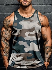 economico canottiere 3D da uomo-Per uomo Mimetico Maglietta Maglietta smanicata Senza Maniche maglietta Stampa 3D Girocollo Camicia Vacanza Casuale Camicia hawaiana Ferie verde 1# Verde 2# Blu 2# Estate Primavera Abbigliamento S M