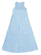 preiswerte Kleider-Damen Midikleid Leinen-inspirierte Kleider Freizeitkleid Baumwoll-Leinenkleid Sommerkleid Mode Basic Urlaub Täglich Ausgehen Normale Passform Einfach Ärmellos V Ausschnitt Leicht Braun Khaki Leicht