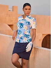 billiga Polos &amp;amp; kvartsdragkedjor-Dam Vandringspolotröja Yanrosa Denim blå Kortärmad Överdelar Golfkläder för damer Kläder Outfits Bär kläder