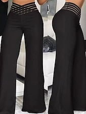 economico gamba larga e vita alta-Pantaloni Chino Larghi da Donna Pantaloni Baggy Moda Streetwear Lunghezza Completa Alta Vita Semplice Elasticizzati Comodi Soffici Confortevoli Micro-elastici all&#039;Aperto Strada Nera Bianca Blu Fucsia