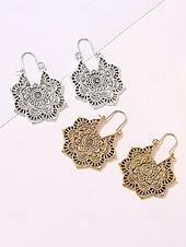 billige Øredobber for kvinner-bohemiske mandala-smykker – vintage-gullbelagte hulblomster-øreringer for kvinner, etniske statement-smykker for festivaler, fester og hverdagsbruk