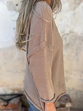 preiswerte Einfarbige Farben-Damen Pullover Täglich Stilvoll Lässig Einfarbig Gerippt V Ausschnitt Tasche Gestrickt Langarm Normale Oberteile Stricken Outdoor Täglich Schwarz Weiß Sommer Frühling