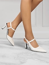 abordables Talons Aiguilles-Escarpins à bride arrière et bout pointu pour femme – élégants escarpins en cuir verni avec talon chaton et brides croisées pour le bureau, les fêtes et les tenues de soirée