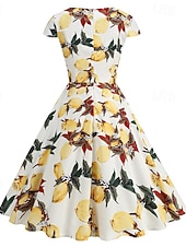 tanie Sukienki-Lata 50. Retro / vintage Rockabilly Do kolan Sukienka kopertowa Sukienka huśtawka Rozkloszowana sukienka Normalny Krótki kimonowy Kwiaty Obcisła i rozszerzona Huśtawka wisząca W serek Strój na bal