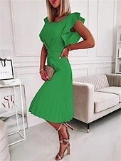 preiswerte Einfaches Kleid-Damen Mini Kleid A-Linien Kleid Blazer Kleid Arbeitskleid Cocktail Arbeit Reguläre Passform Grafik Ärmellos Rundhalsausschnitt Hellrosa Pink Rot Grün Sommer