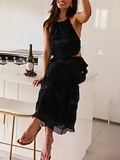 preiswerte Weiße Freizeitkleider-Damen kleid lang Zweiteiliges Kleid Sommerkleid skims dress Modisch Täglich Festtage Wochenende Regular Fit Glatt Ärmellos Spaghetti-Träger Schwarz Rote Blau Aprikose Sommer