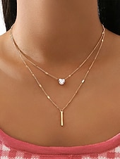 abordables Collier pour femme-Collier exquis pour femme avec pendentif goutte d&#039;eau double couche en or, style élégant et simple, adapté aux femmes soucieuses de la mode à porter lors d&#039;occasions décontractées et festives