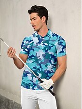 halpa Miesten golfvaatteet-Miesten Poolopaita Sininen Lyhythihainen Topit Golfasut Vaatteet Asut Wear Apparel