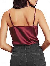 cheap Tank Tops &amp; Camis-Women&#039;s Camisole Tank Top Solid Color Stylish Casual Sleeveless V Neck Regular Tops Daily Patchwork Black Red Blue Green Summer Spring