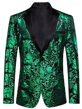 cheap Men&#039;s Classic Blazers-Men&#039;s Blazer Business Cocktail Party Wedding Party Party Spring &amp;  Fall Polyester Bronzing Buttons Pocket Comfortable Single Breasted Blazer Red Blue Purple Gold