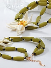 billige Halskjede for kvinner-blomstersmykkesett for kvinner – håndlaget statement-kjede, øredobber og armbånd med hvit blomsterdesign, elegant boho chic-tilbehør til bryllup, fester og spesielle anledninger